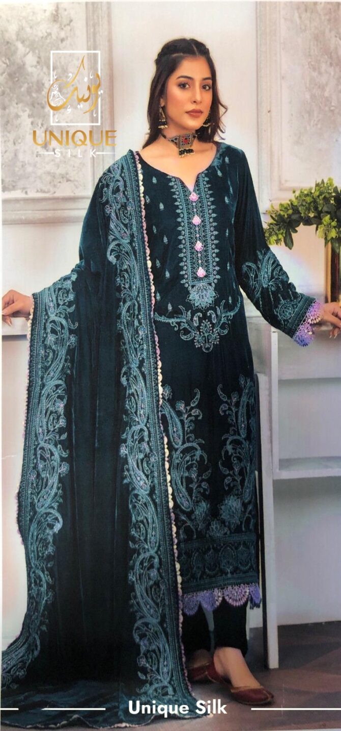 Marine Embroidered Pure Velvet Collection Tarang - Image 2